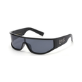 Black sunglasses with a logo on a white background