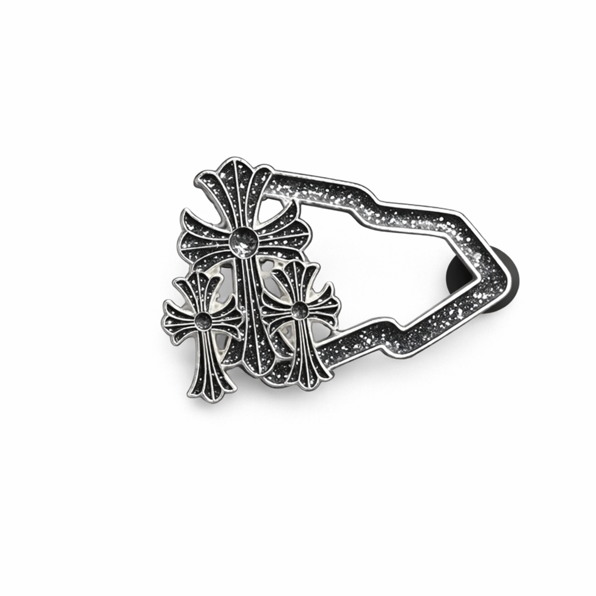 Belico 3 Crosses black glitter metal cap pin para gorr