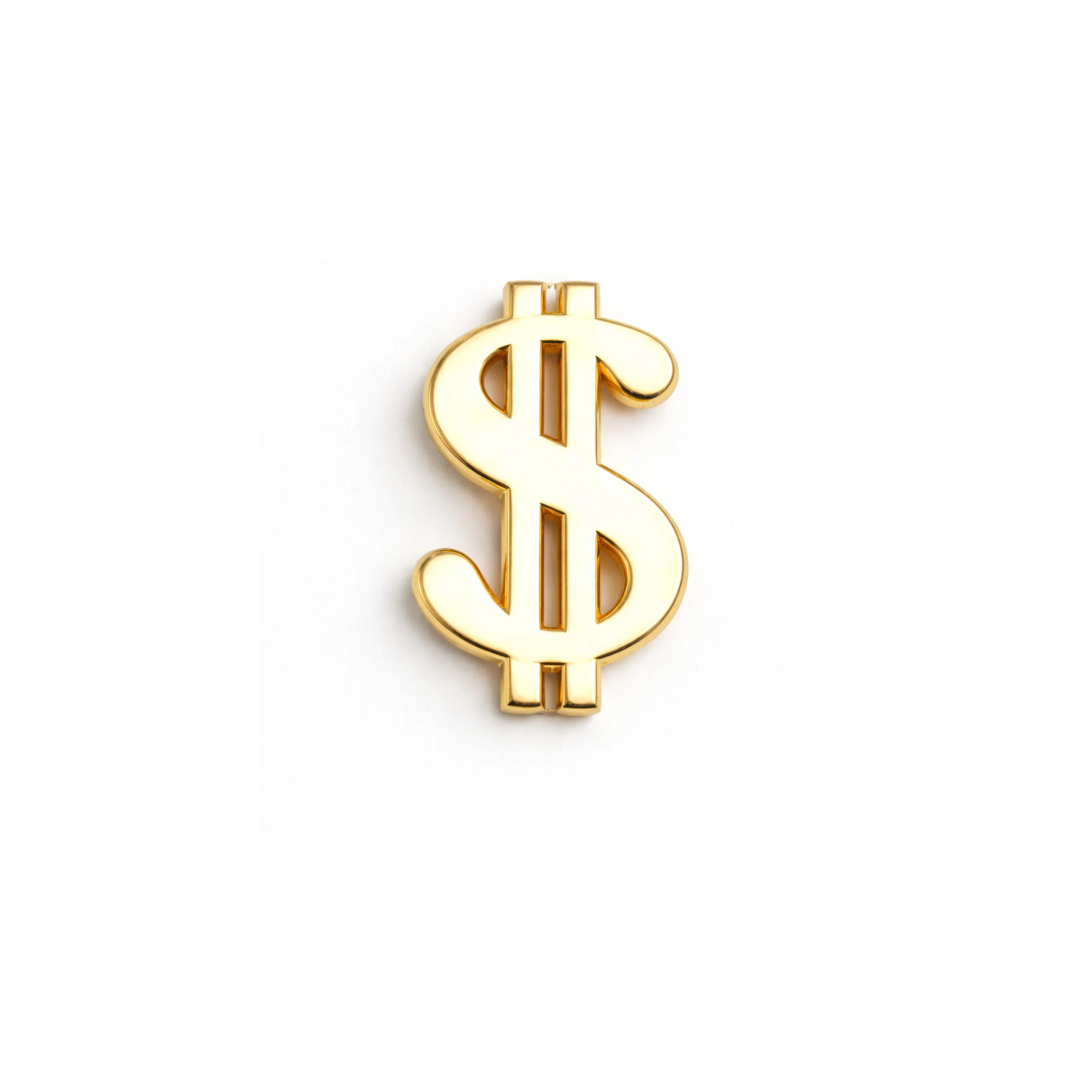 Gold dollar sign on a white background