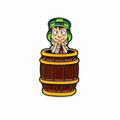 Chavo del ocho inside a barrel on a white background