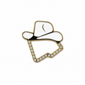 cowboy hat new era style bling enamel pin white enamel gold finish crystal rhinestone