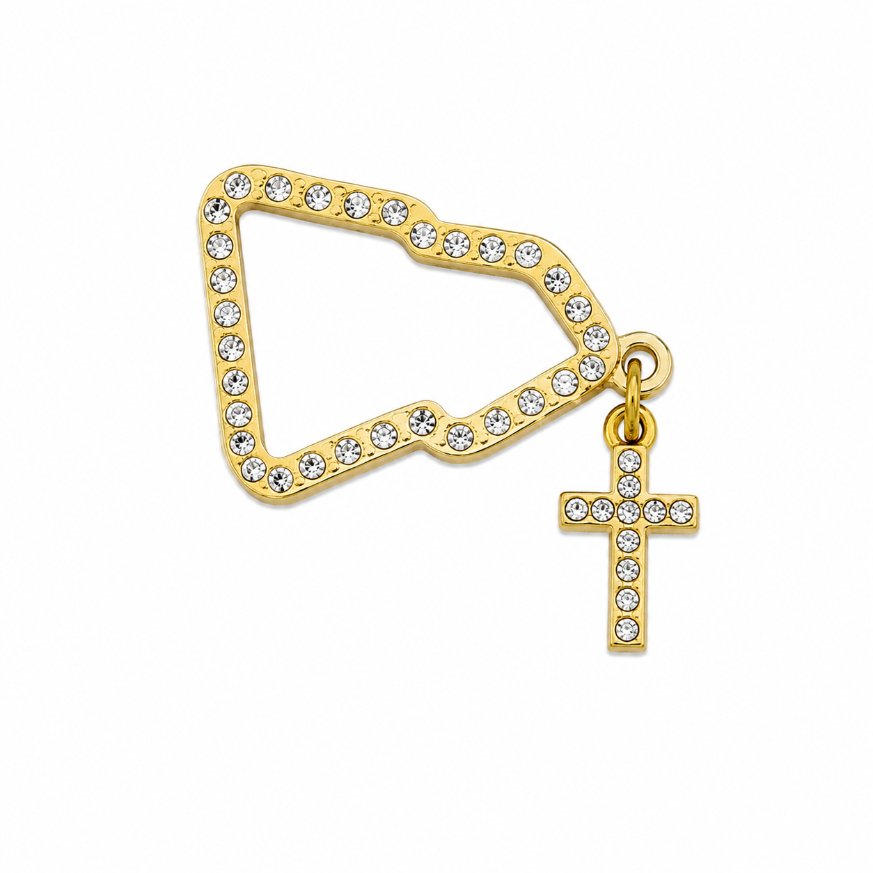 Gold new era style with cross bling design on a white background