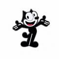Felix the cat  with black and white design on a white background