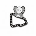 kaws clown new era style bling enamel pin gray white black finish crystal rhinestone