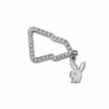 playboy bunny new era style bling enamel pin silver finish crystal rhinestone charm