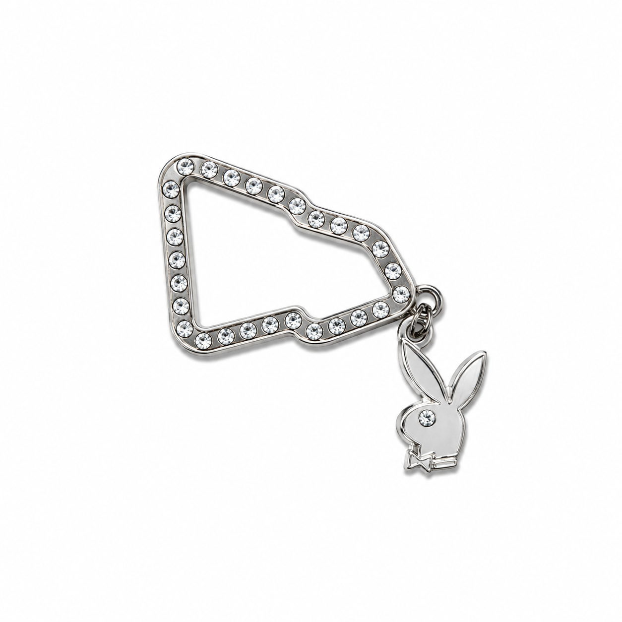 playboy bunny new era style bling enamel pin silver finish crystal rhinestone charm