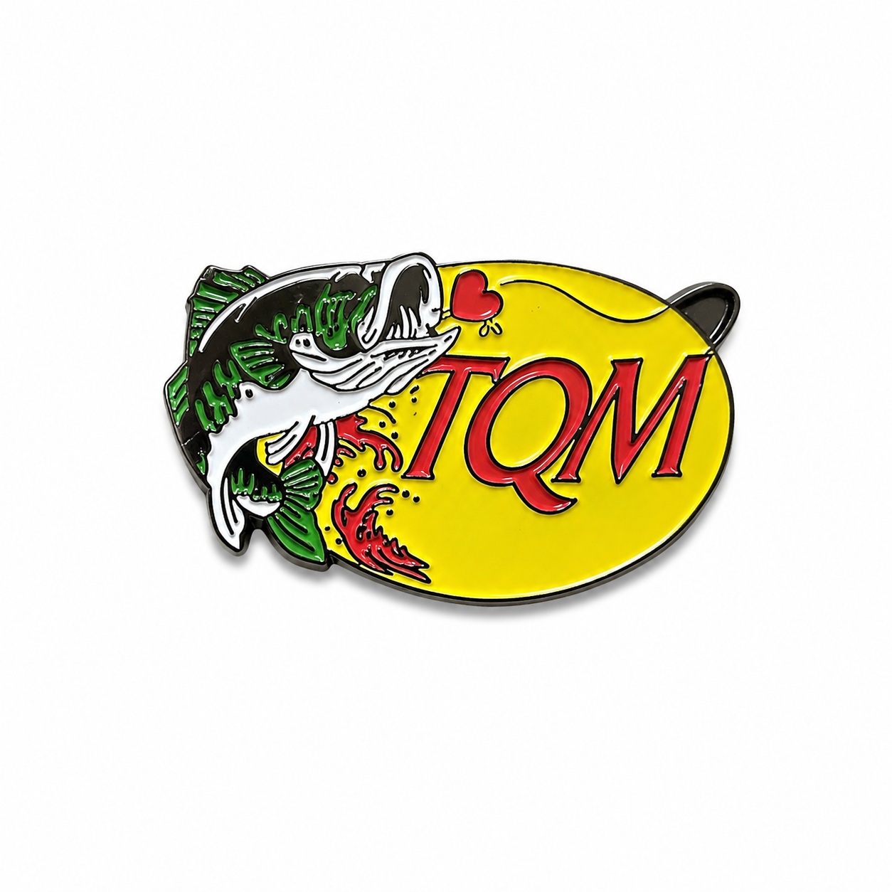 Te quiero mucho with fish design and 'TQM' text on a yellow background