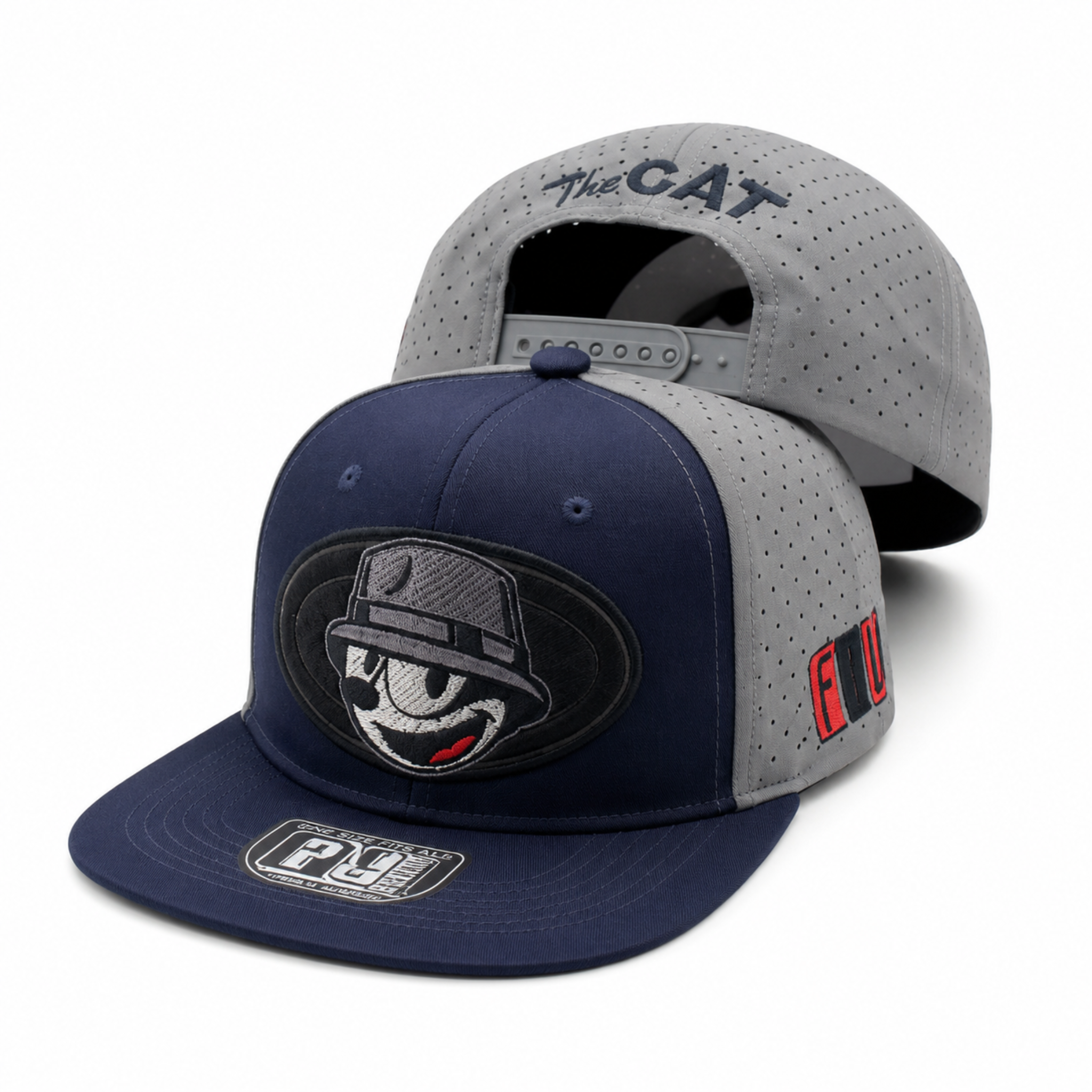 felix the cat snapback hat flat bill embroidered adjustable cap navy gray variant