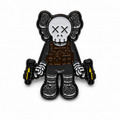 kaws clown enamel pin black nickel skull character with x eyes tactical vest dual pistols
