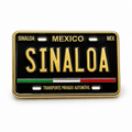 sinaloa mexico license plate black and gold enamel pin