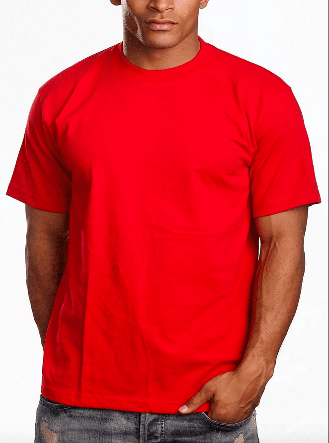 Pro Crux men’s red short sleeve 100% cotton T-shirt front view